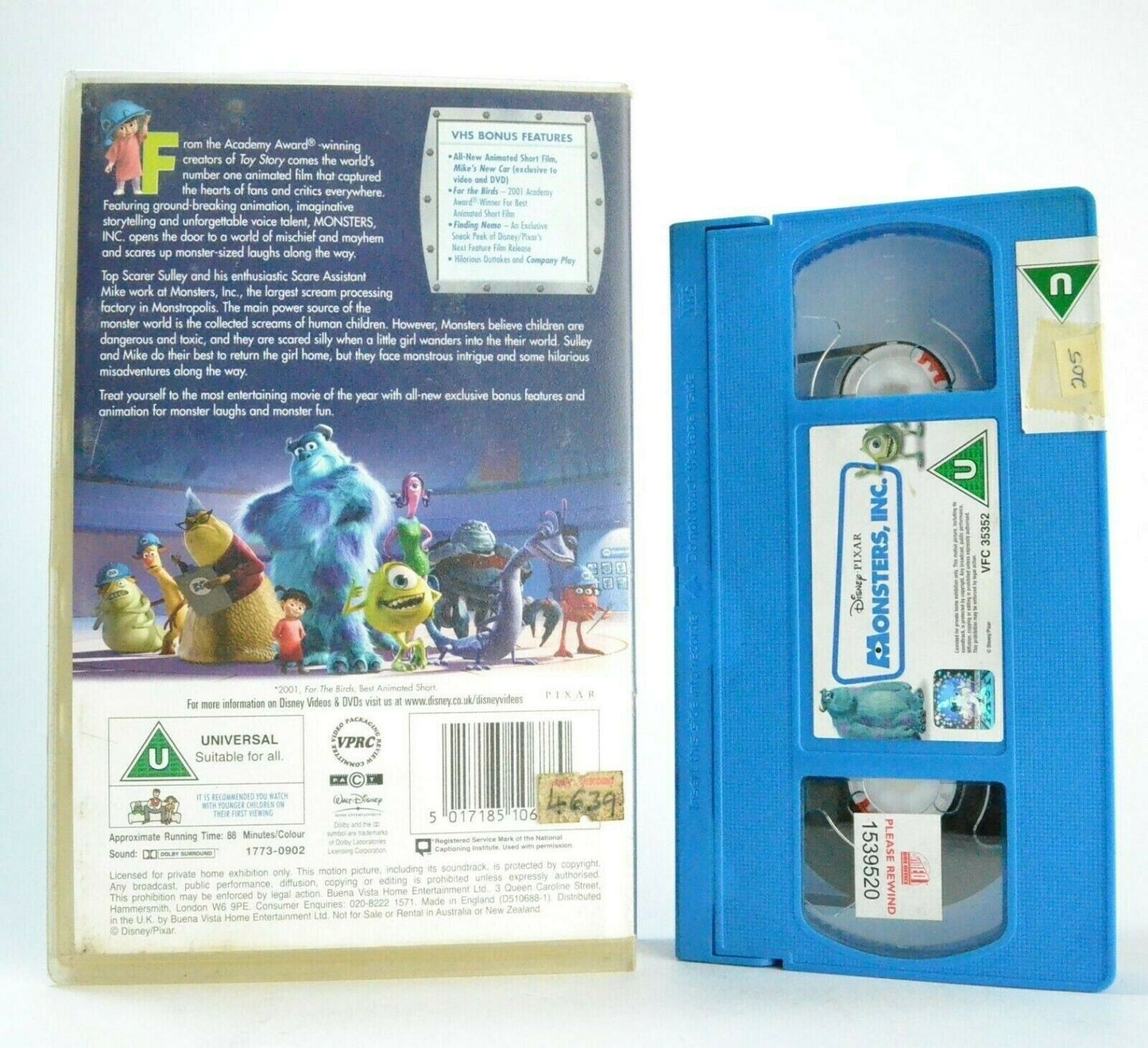 Monsters, INC.: Disney/PIXAR (2001) - Computer Animated - Large Box - Kids - VHS-