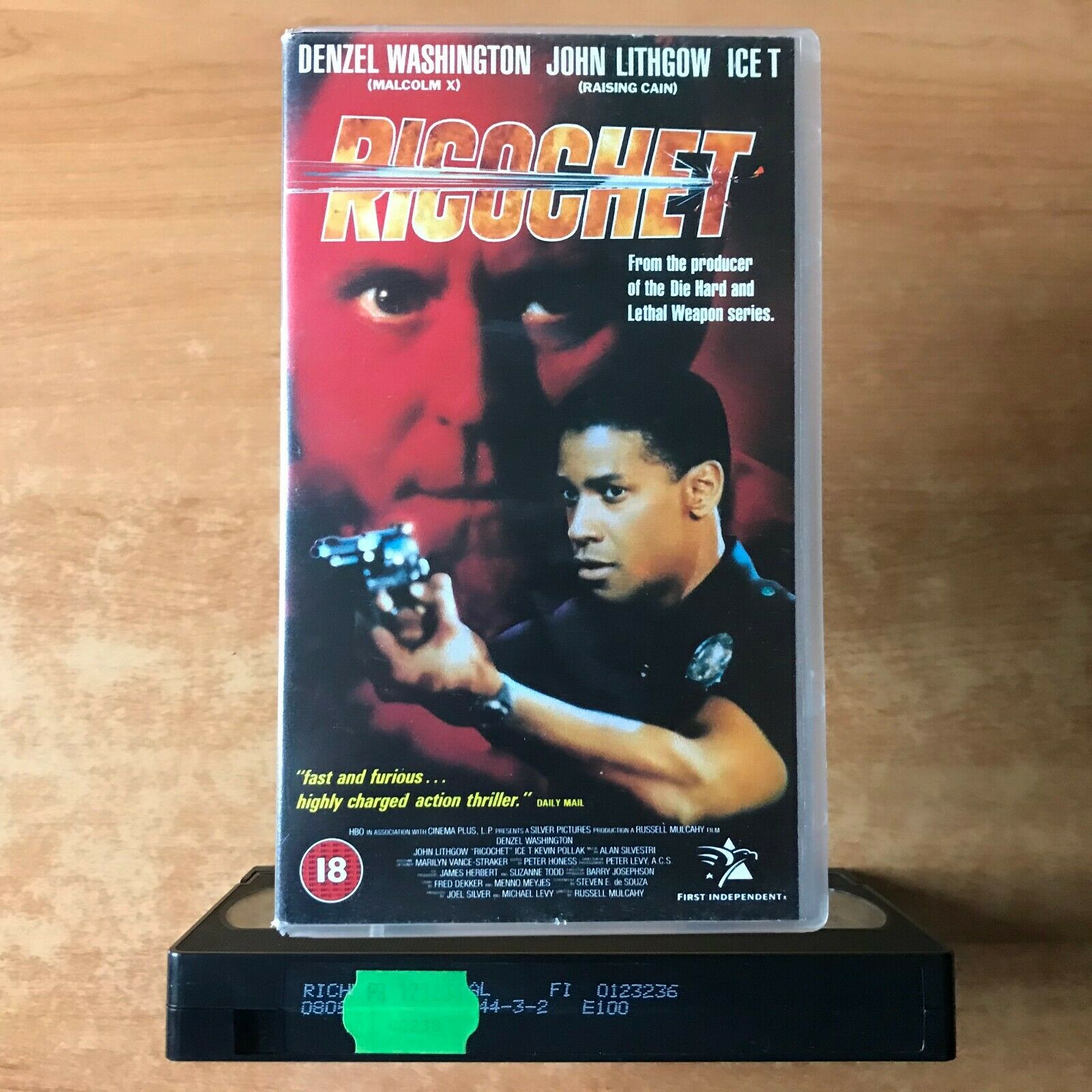Ricochet (1991): Crime Action - Psycho Thriller - Denzel Washington - Pal VHS-
