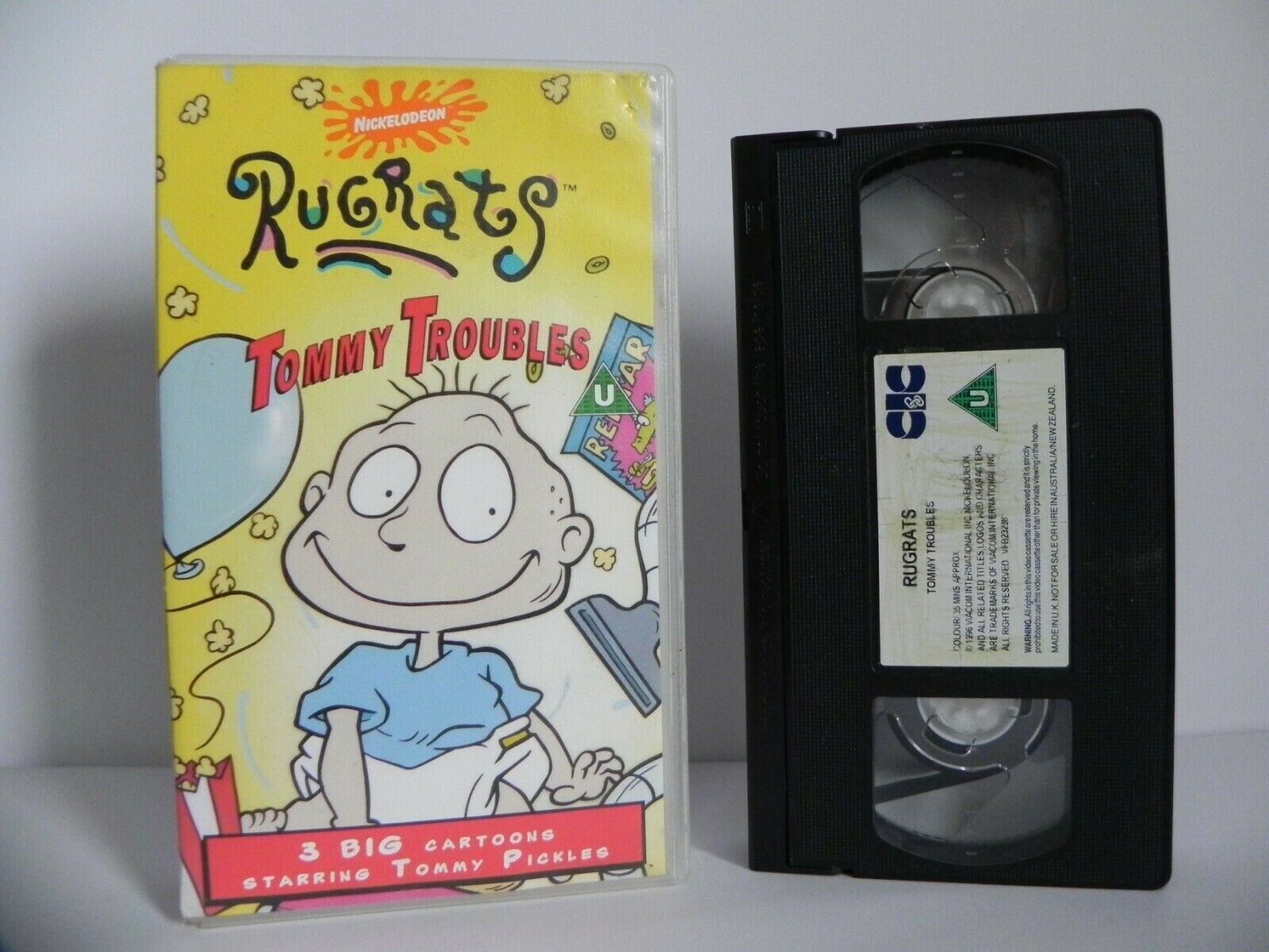 Rugrats: Tommy Troubles - 3 Big Cartoons - Animated Adventures - Kids - Pal VHS-