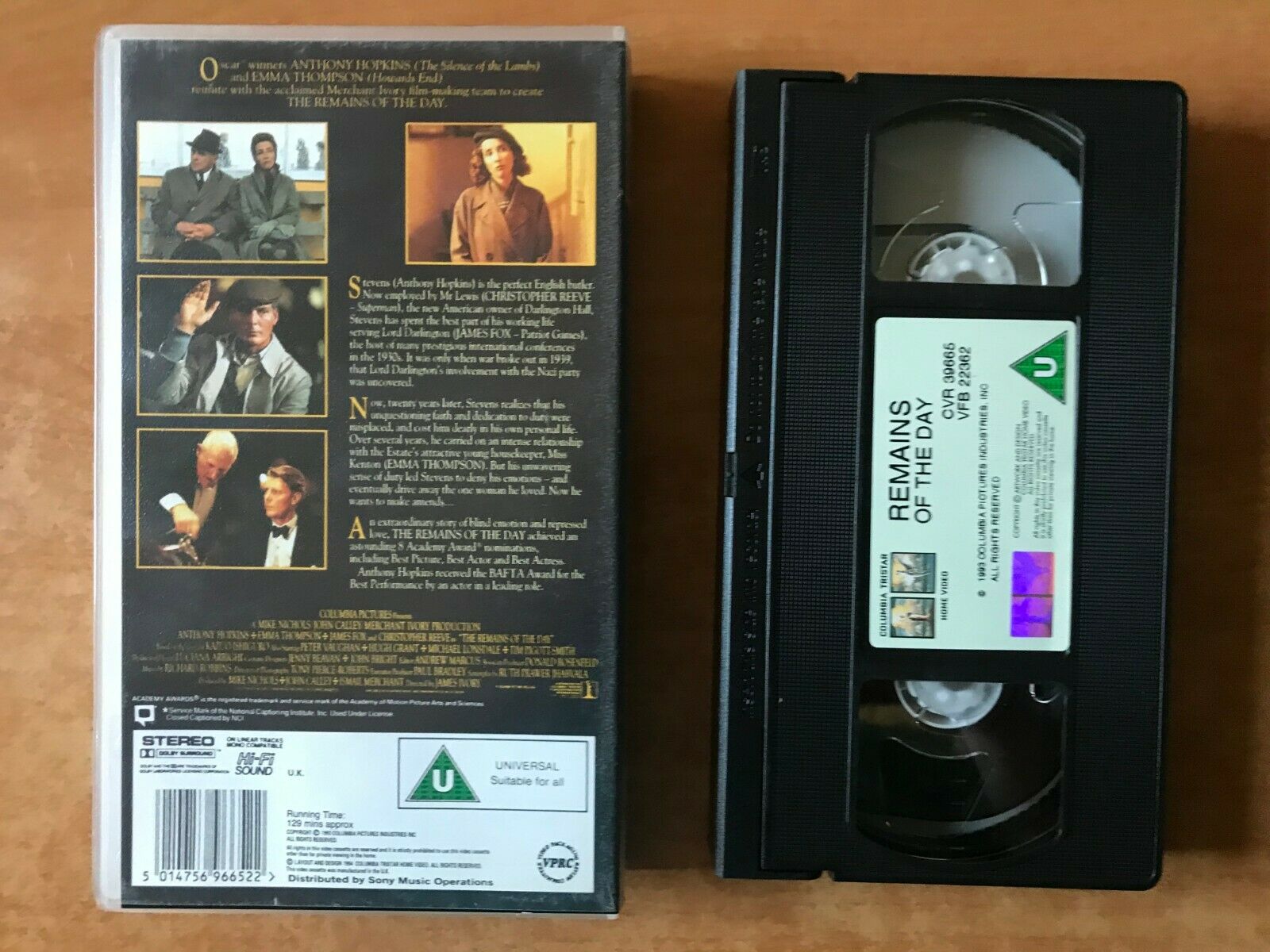 Remains Of The Day (1993): Drama - Anthony Hopkins / Emma Thompson - Pal VHS-