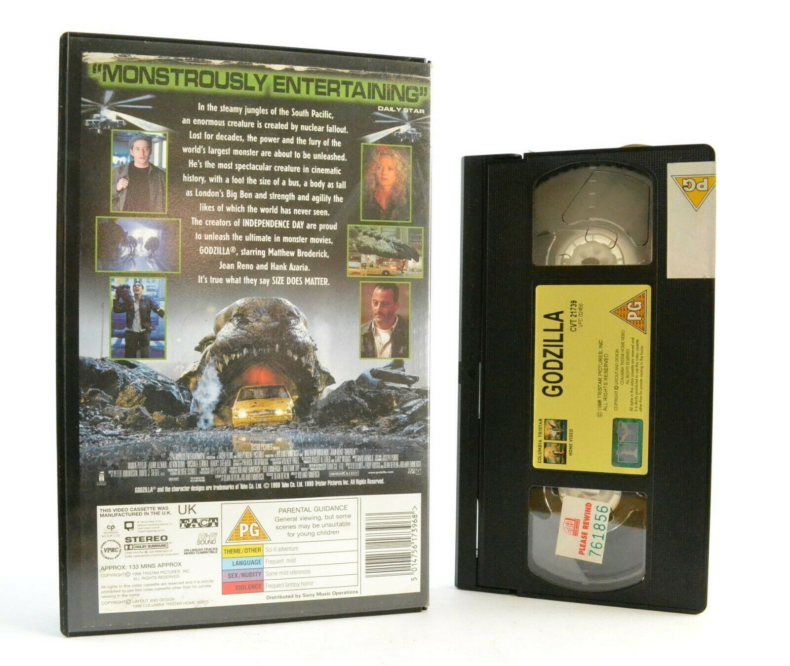 Godzilla: Film By R.Emmerich - Iconic Creature - Large Box - Ex-Rental - Pal VHS-