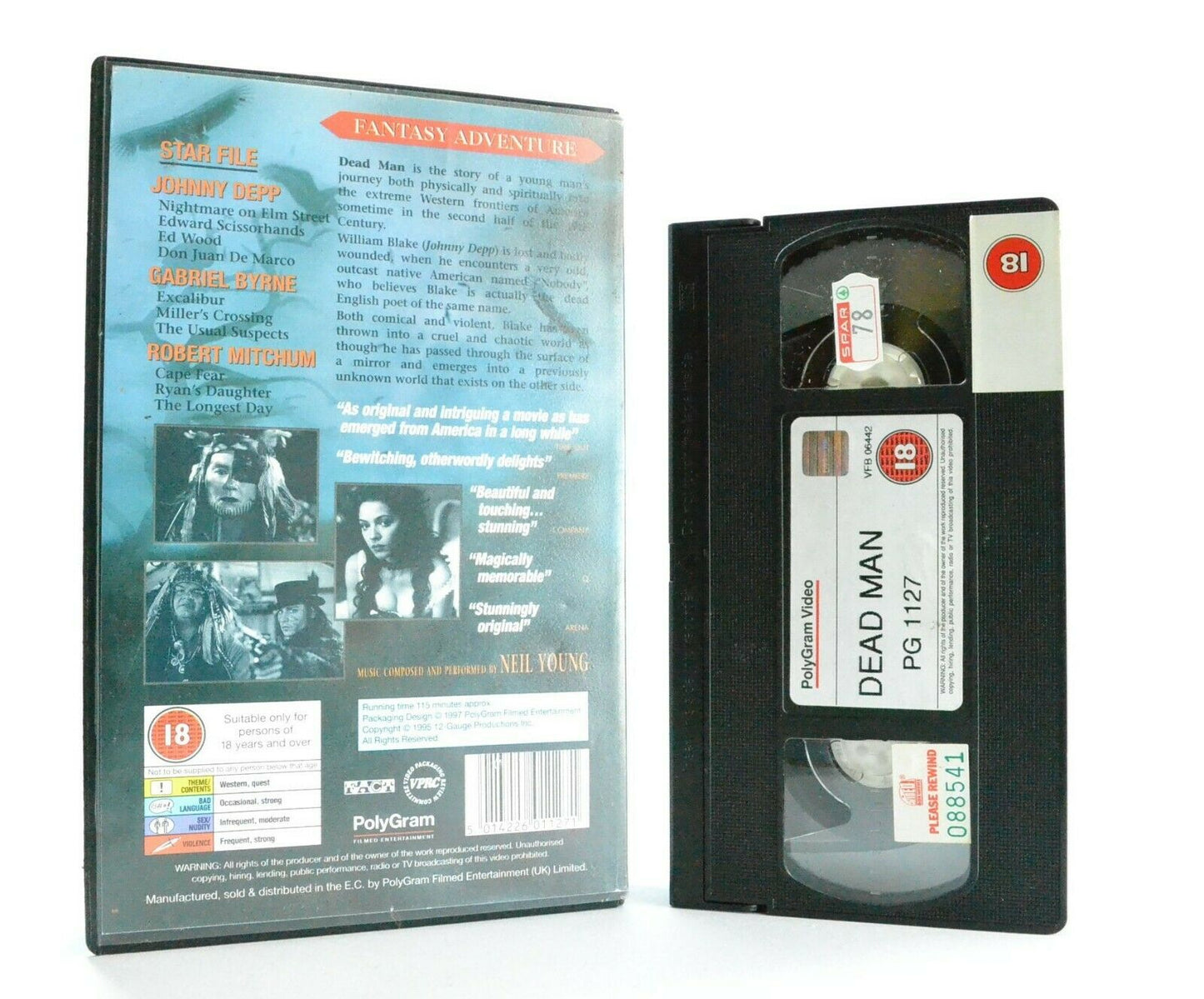 Dead Man: J.Jarmusch - Adventure - Johnny Depp - Large Box - Ex-Rental - Pal VHS-