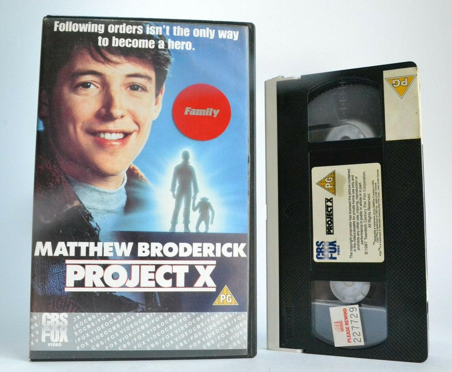 Project X: (1987) CBS/FOX - Sci-Fi - Large Box - Matthew Broderick - Pal VHS-