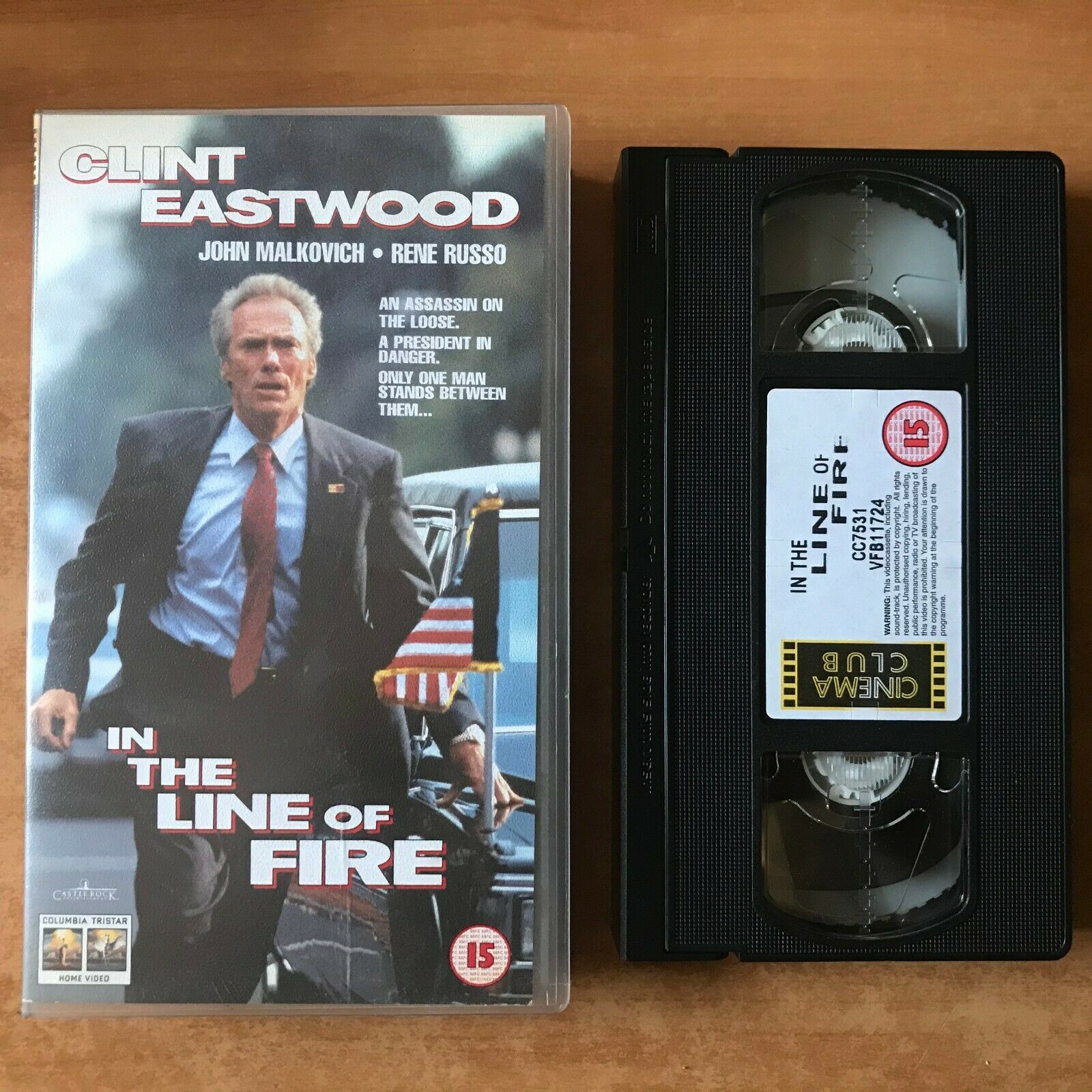 In The Line Of Fire (1993): Crime Action - Clint Eastwood / John Malkovich - VHS-