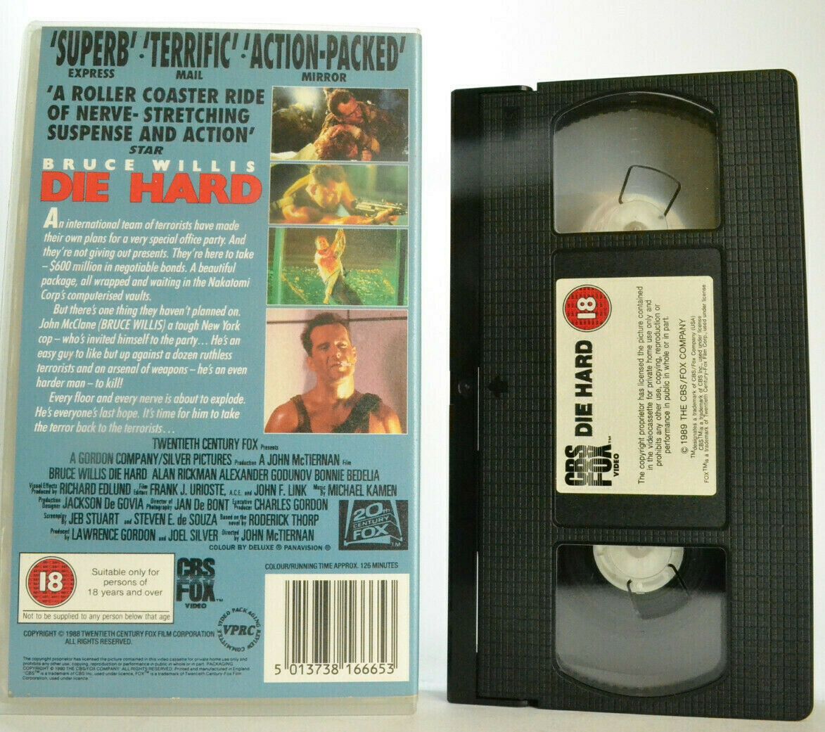 Die Hard (1988): First Home Release - Action - Bruce Willis/Alan Rickman - VHS-