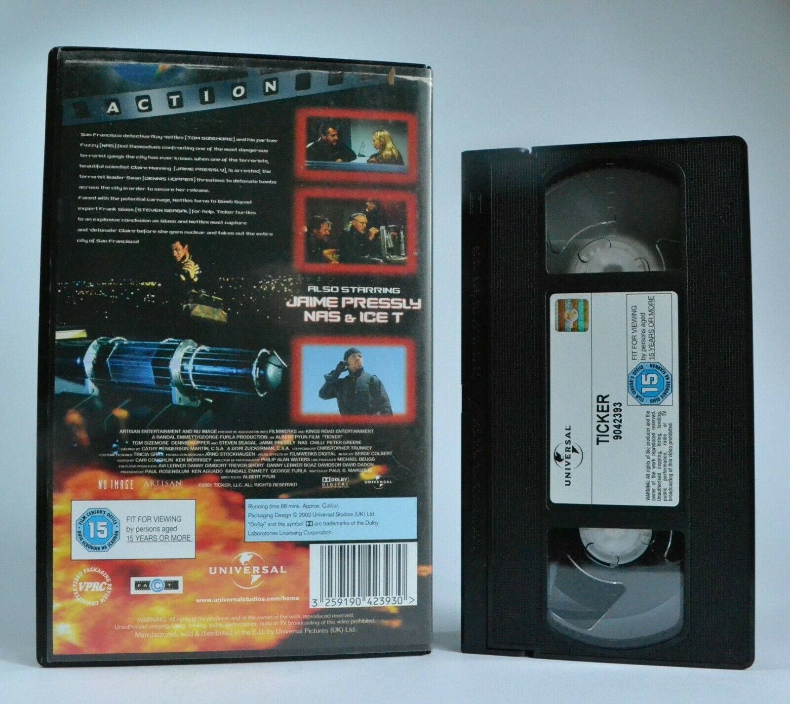 Ticker (2001) - Action - Large Box - Dennis Hopper/Steven Seagal - Pal VHS-
