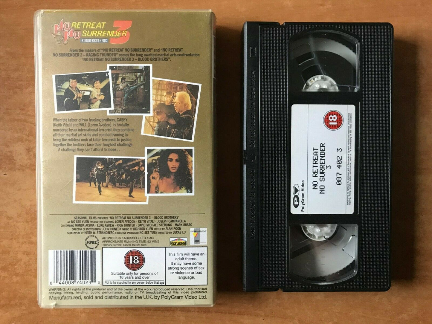 No Retreat No Surrender 3: Blood Brothers - Martial Arts - Loren Avedon - VHS-
