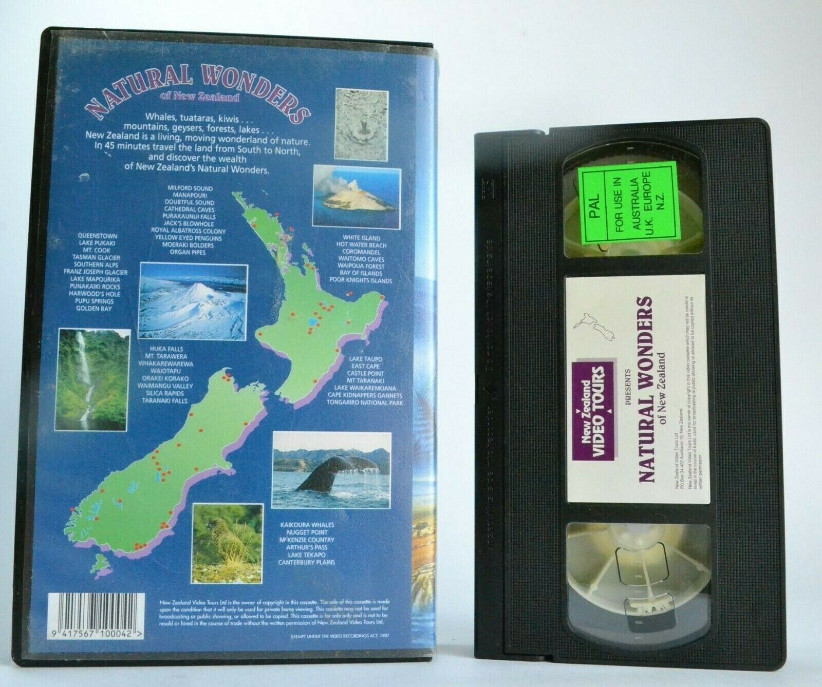 Natural Wonders Of New Zealand: Queenstown - Manapouri - Lake Pukaki - Pal VHS-