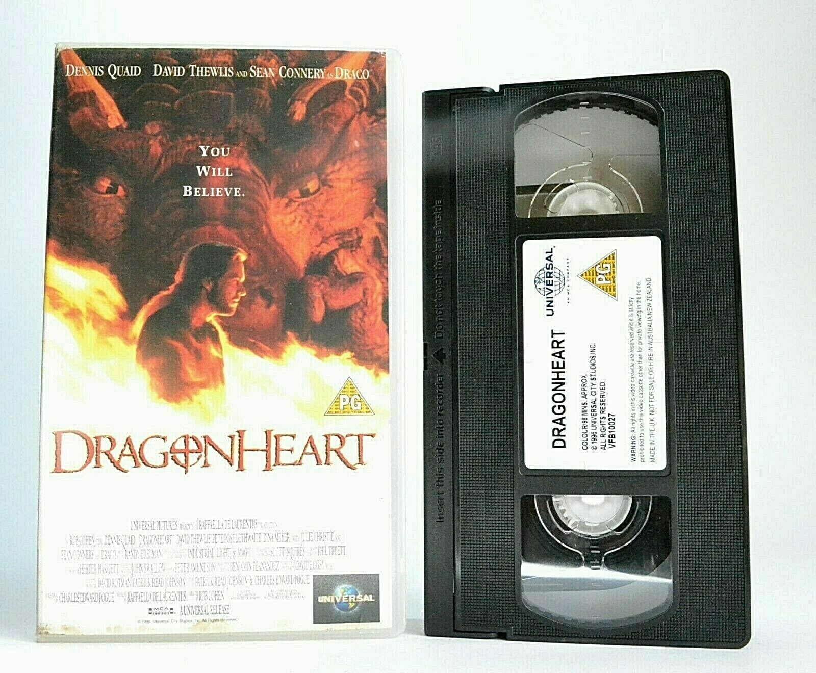 Dragonheart (1996) - Fantasy Adventure - Dennis Quaid/Sean Connery - Pal VHS-