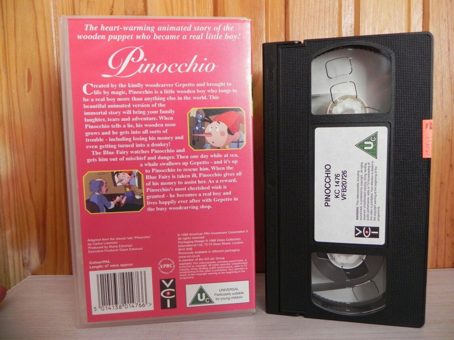 Pinocchio:Carlo Collodi - Kids Club Video - Children Family - Golden Films - VHS-