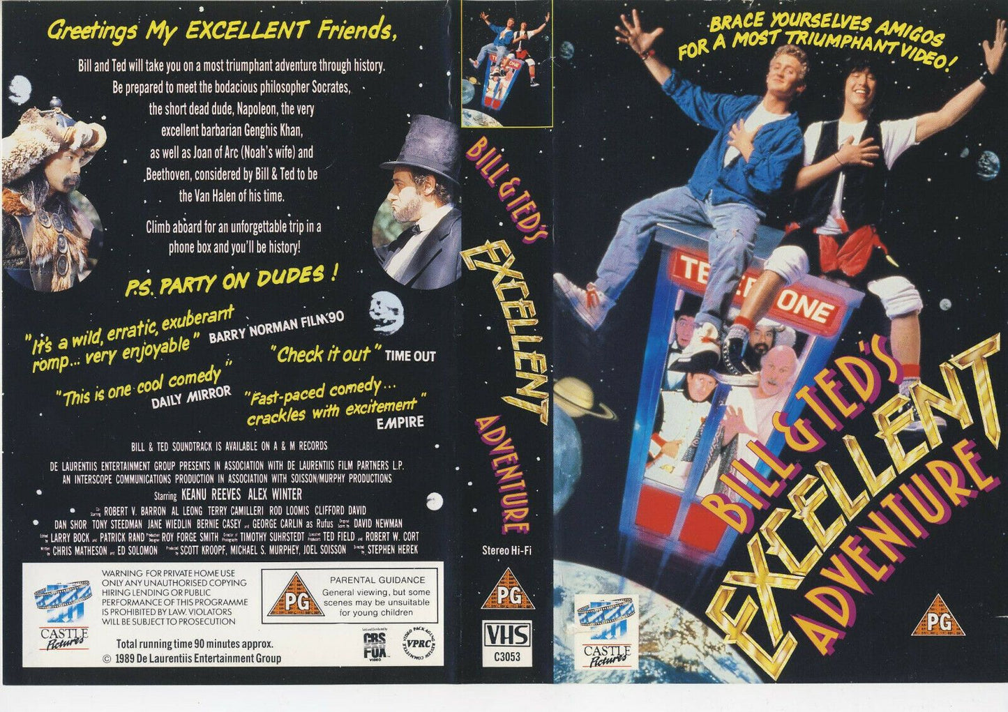 Bill & Ted's Excellent Adventure - Castle - Comedy - Large Box - Pal VHS-