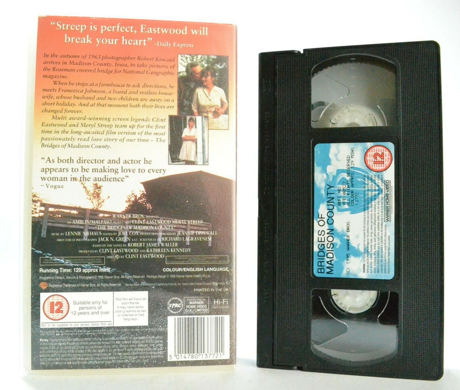The Bridges Of Madison County: C.Eastwood/M.Streep - Romantic Drama (1995) - VHS-