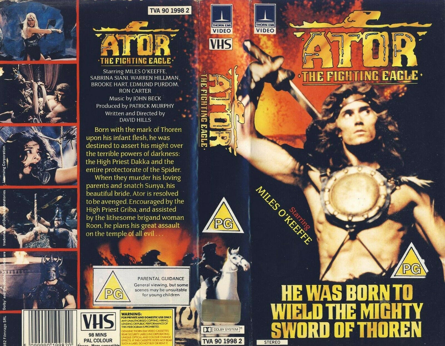 Ator The Fighting Eagle - Miles O'Keeffe - Ex Rental - Big Box - Pre Cert VHS-