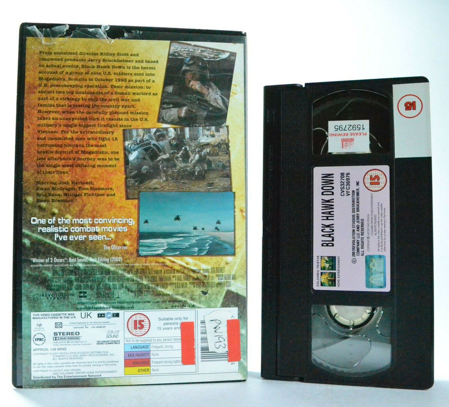 Black Hawk Down - Columbia Tristar - Drama - Josh Hartnett - Large Box - Pal VHS-