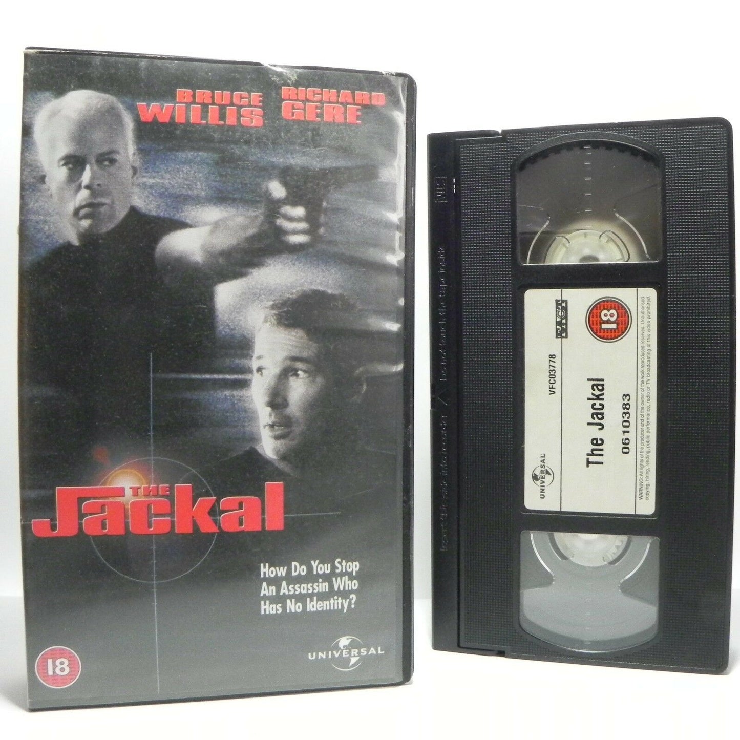 The Jackal: Bruce Willis/Richard Gere - (1997) Universal - Action/Thriller VHS-