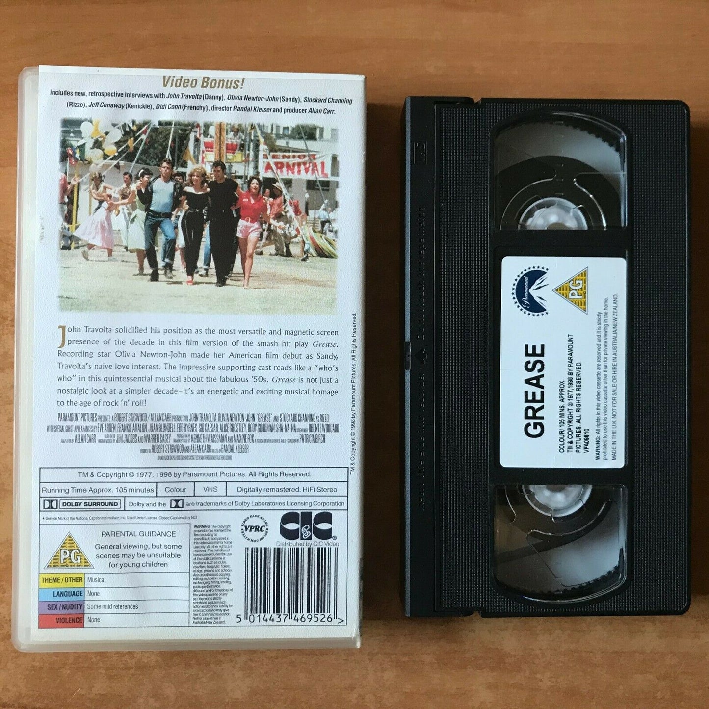 Grease (1978); [Digitally Remastered] Including Video Bonus - Musical - Pal VHS-