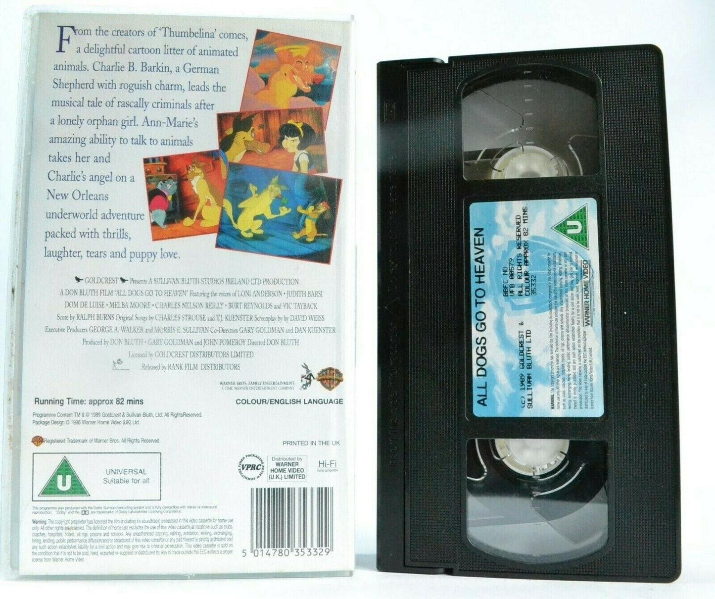 All Dogs Go To Heaven (1989); [Don Bluth] - Animated Musical - Children's - VHS-