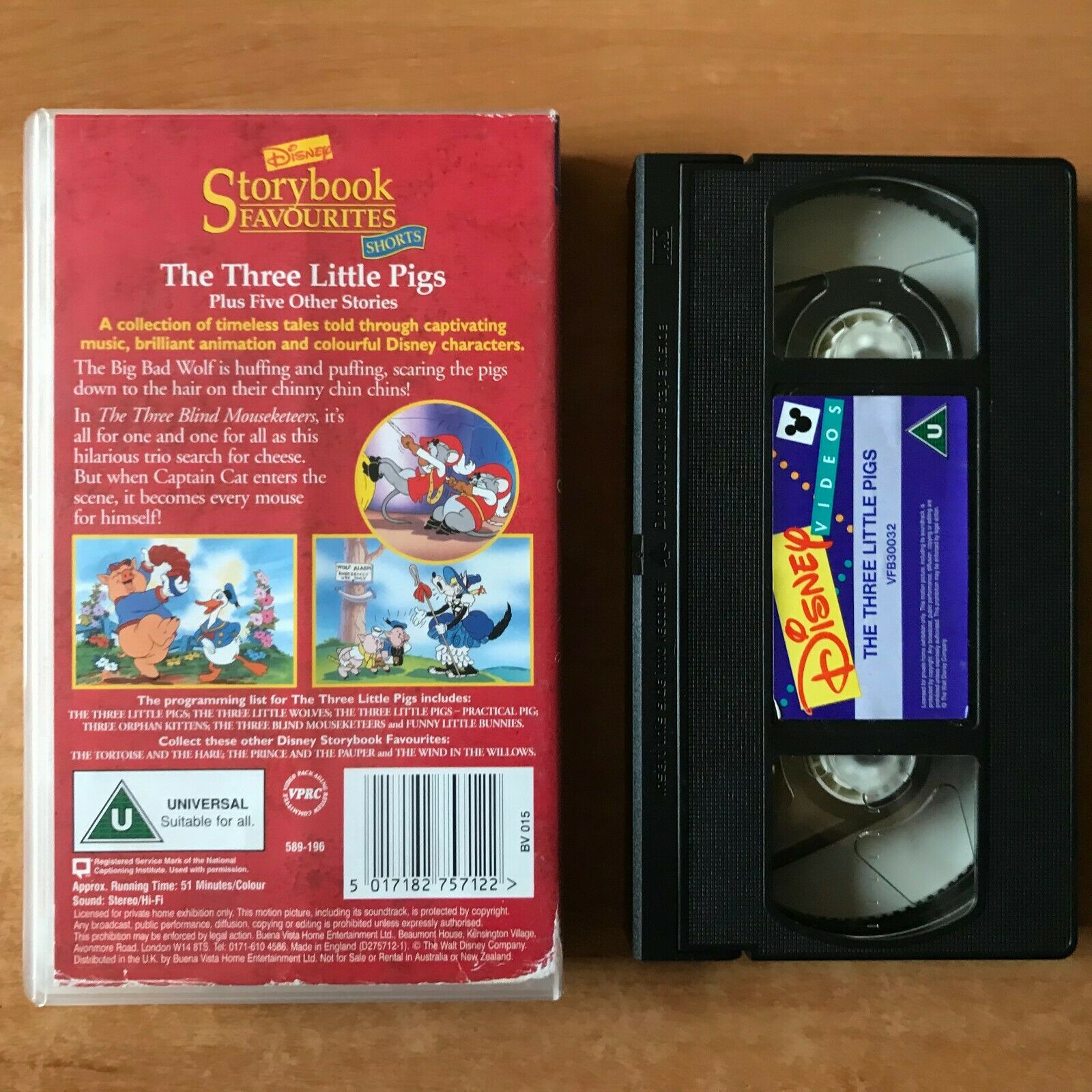 Storybook Favourites: The Three Little Pigs [Walt Disney] Animated - Kids - VHS-
