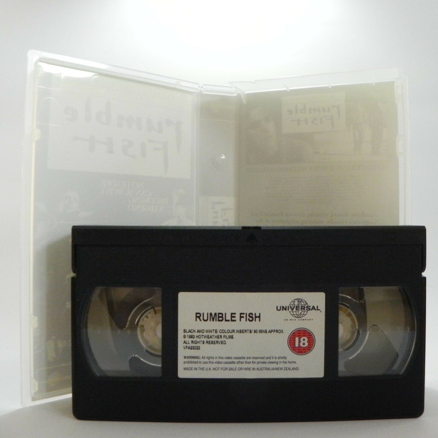 Rumble Fish: F.F.Coppola Film - By S.E.Hinton Novel - (1983) Drama - Pal VHS-