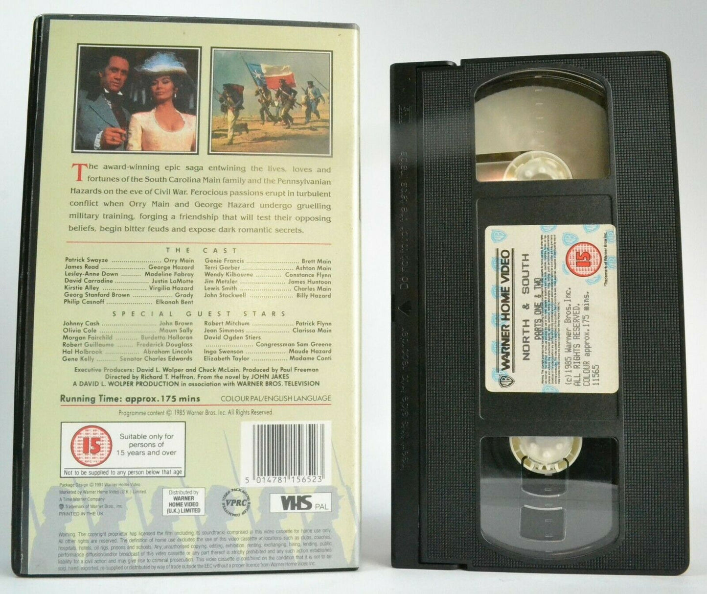 North & South (Parts 1/2) T.V. Mini-Series [War Drama] Patrick Swayze - Pal VHS-