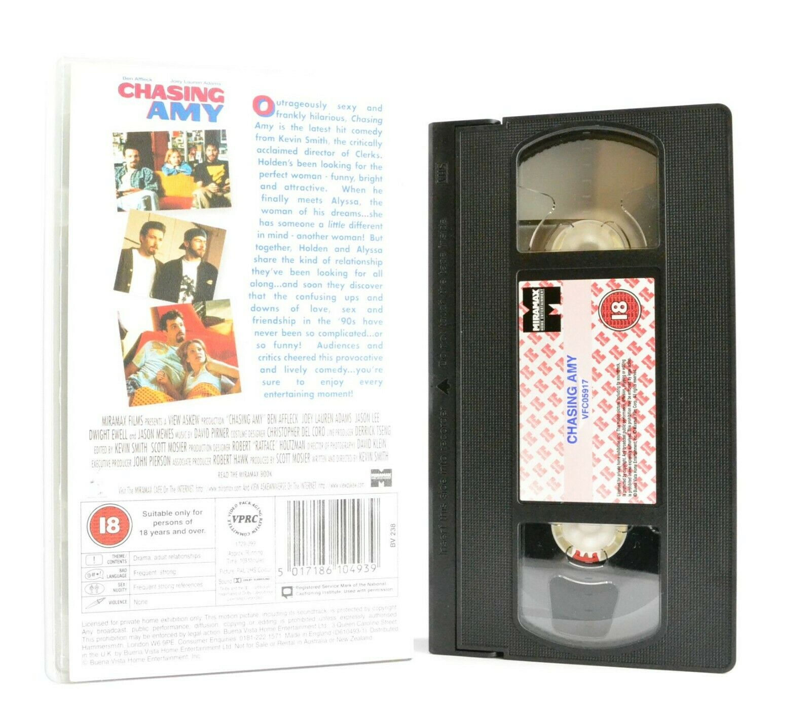 Chasing Amy: 3rd K.Smith Movie - Comedy/Drama (1997) - B.Affleck/J.L.Adams - VHS-
