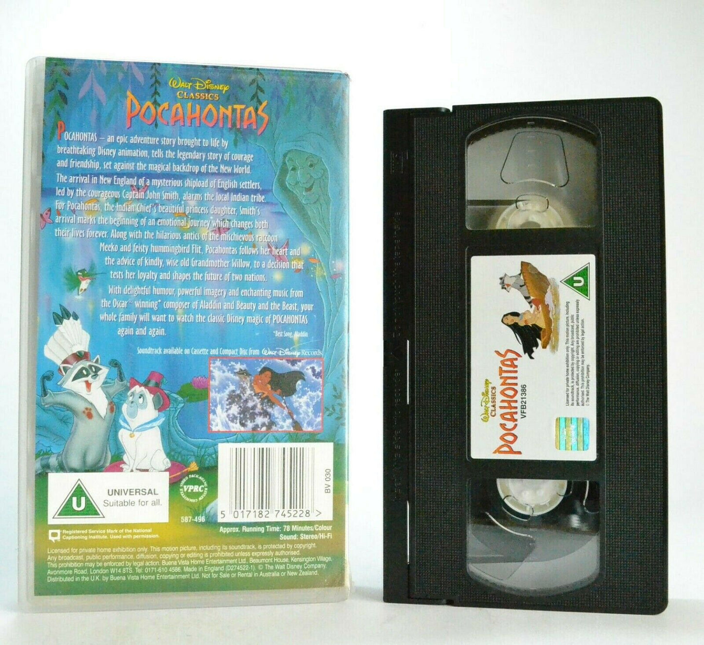 Pocahontas: Animated Musical - Romantic Drama - Walt Disney (1995) Video - VHS-