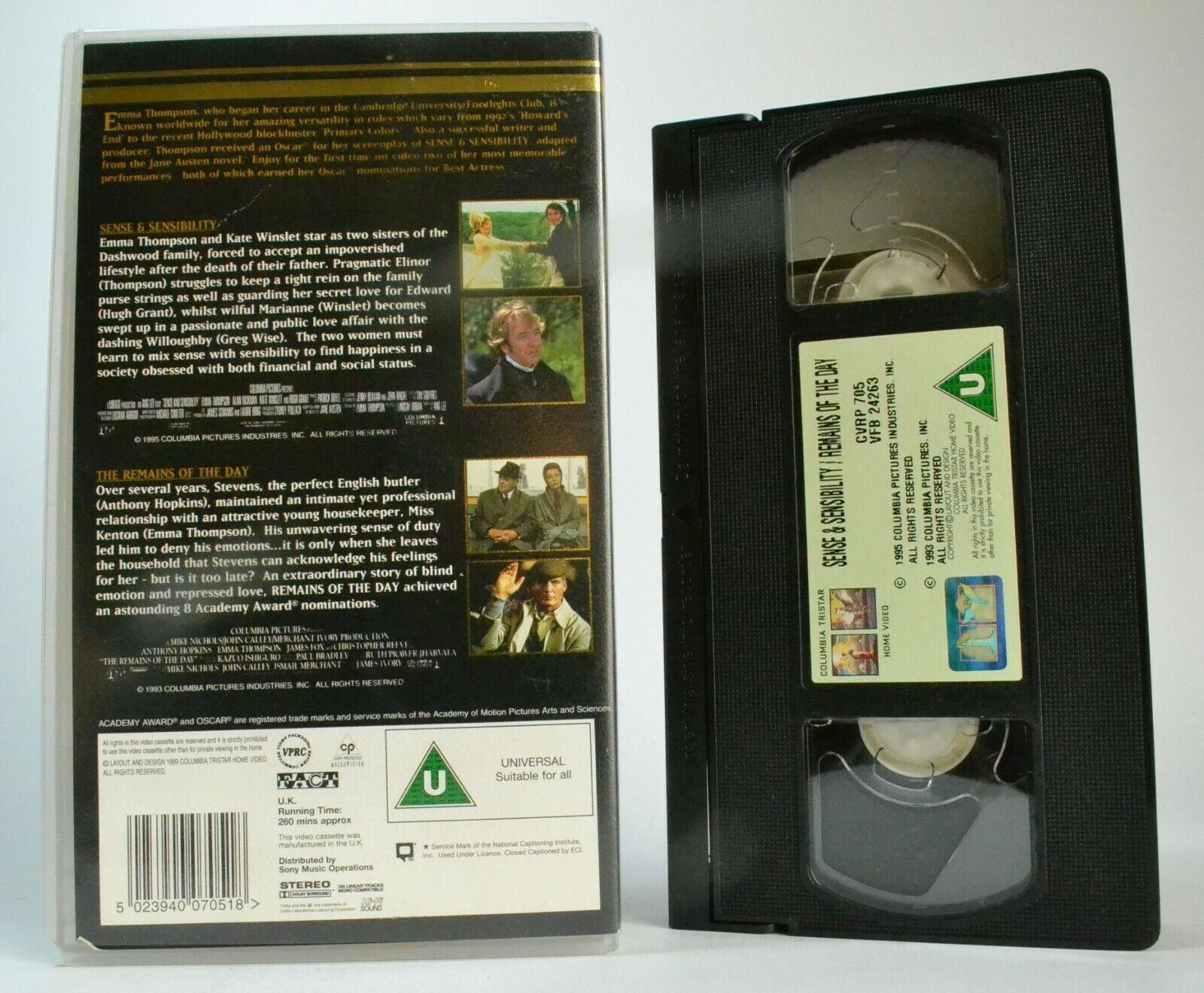 Sense And Sensibility / Remains Of The Day; [Double] Drama - Alan Rickman - VHS-