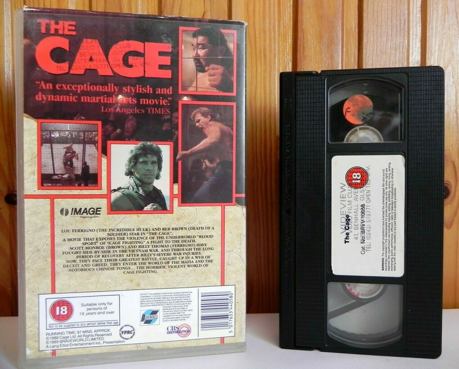 The Cage (1989) - Martial Arts Action - Large Box - Lou Ferrigno - Pal VHS-