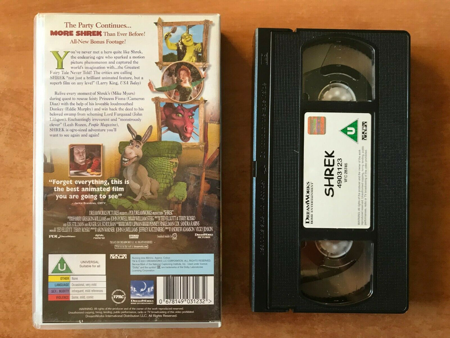 Shrek (2001): Greatest Fairy Tale - Animated - Mike Myers - Children's - Pal VHS-