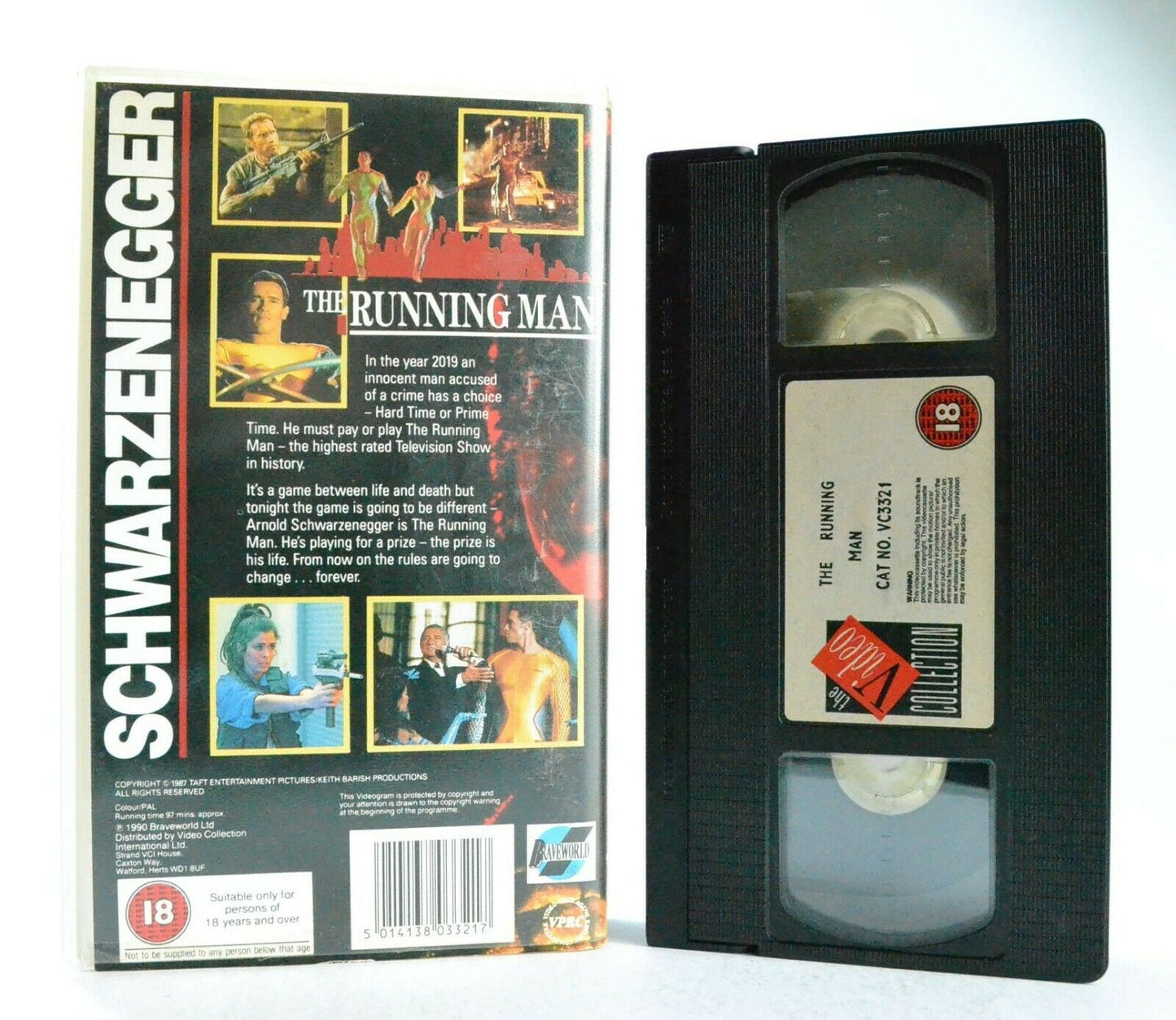 The Running Man: Based On S.King Novel - Sci-Fi Action - A.Schwarzenegger - VHS-