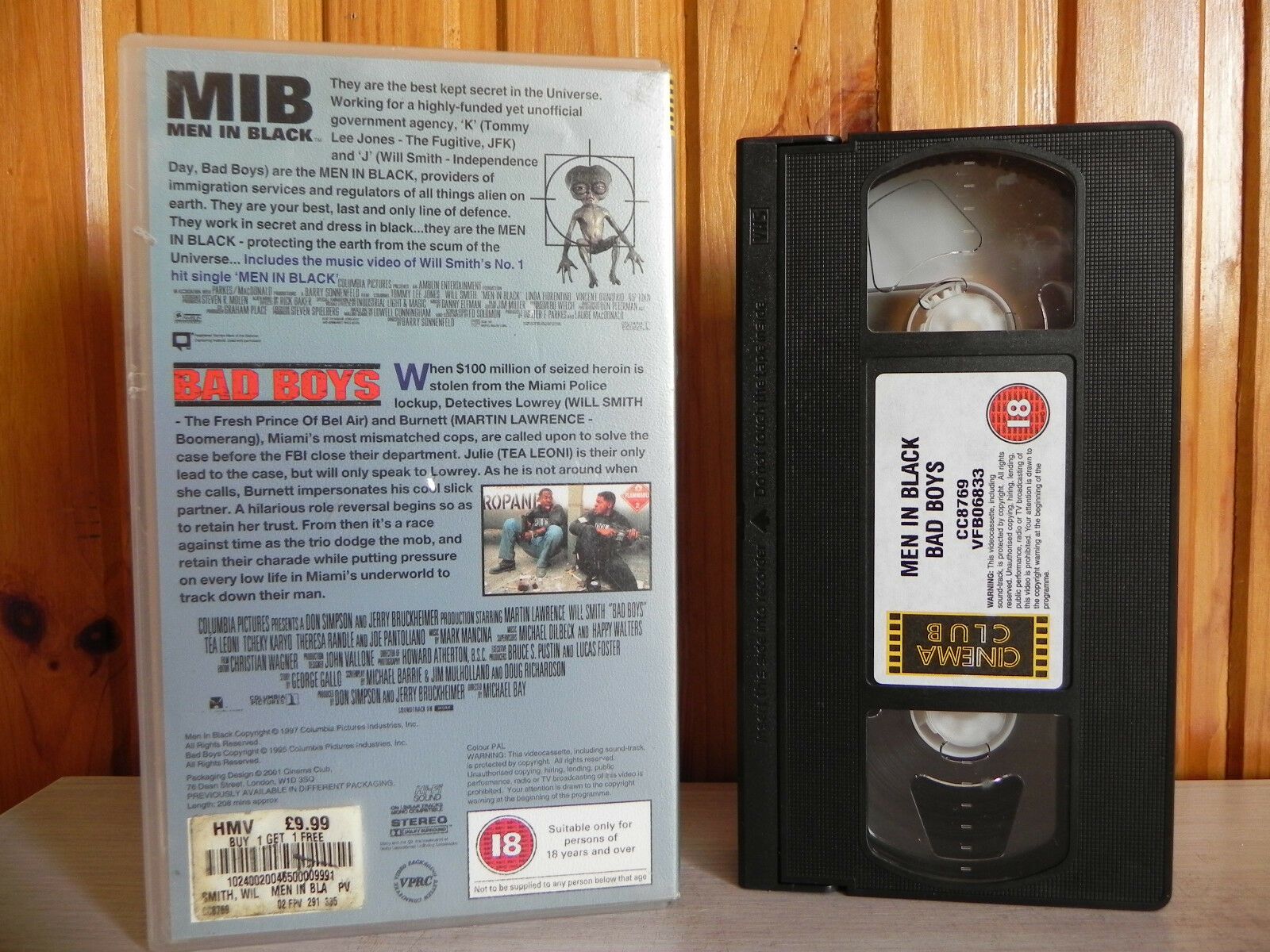 Men In Black - Bad Boys - Cinema Club - Action - 2 in 1 - Will Smith - Pal VHS-