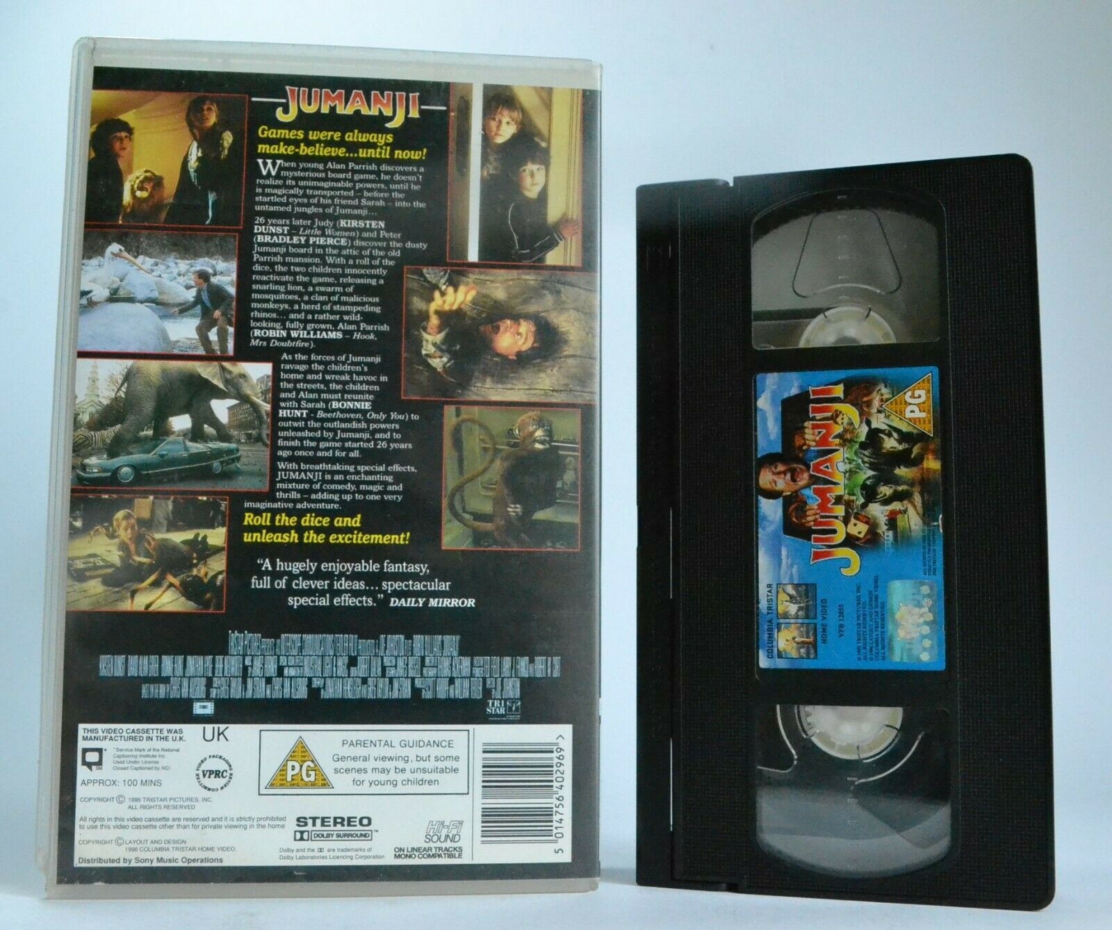 Jumanji (1995): Board Game Comedy Adventure - Large Box - Robin Williams - VHS-