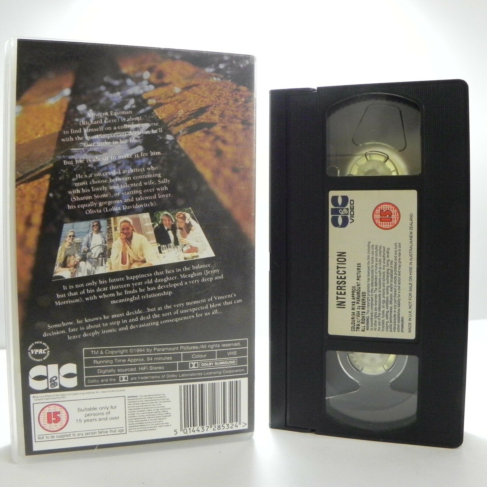 Intersection: Paramount (1994) - Drama - Richard Gere/Sharon Stone - Pal VHS-