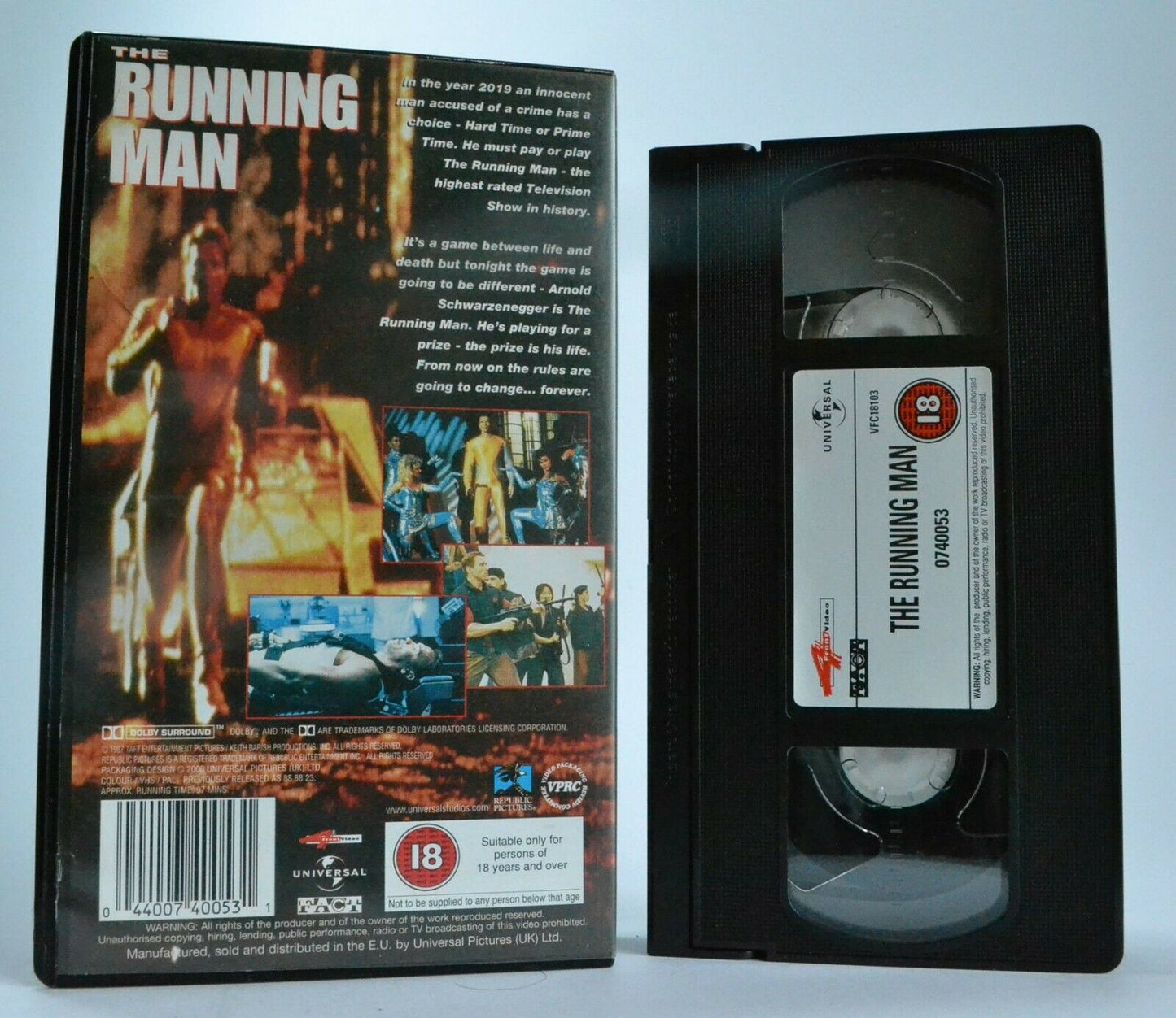 The Running Man: Stephen King - Sci-Fi Action - Arnold Schwarzenegger - Pal VHS-