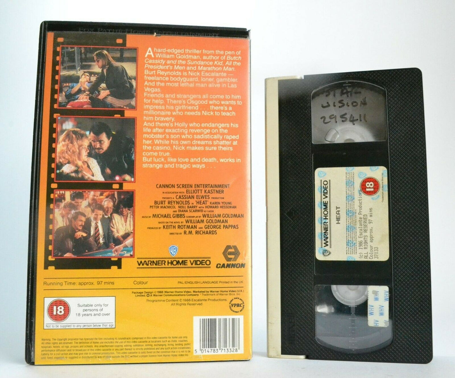 Heat: (1986) - Hard-Edged Thriller/Ex Merc Action - B.Reynolds - Large Box - VHS-
