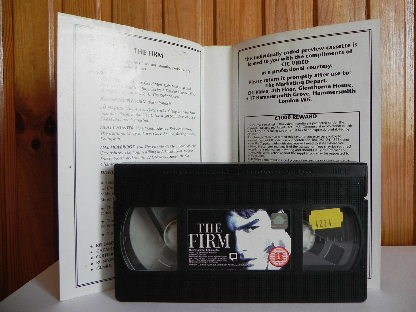 The Firm - Paramount - Thriller - Tom Cruise - Ed Harris - Big Box - Pal VHS-