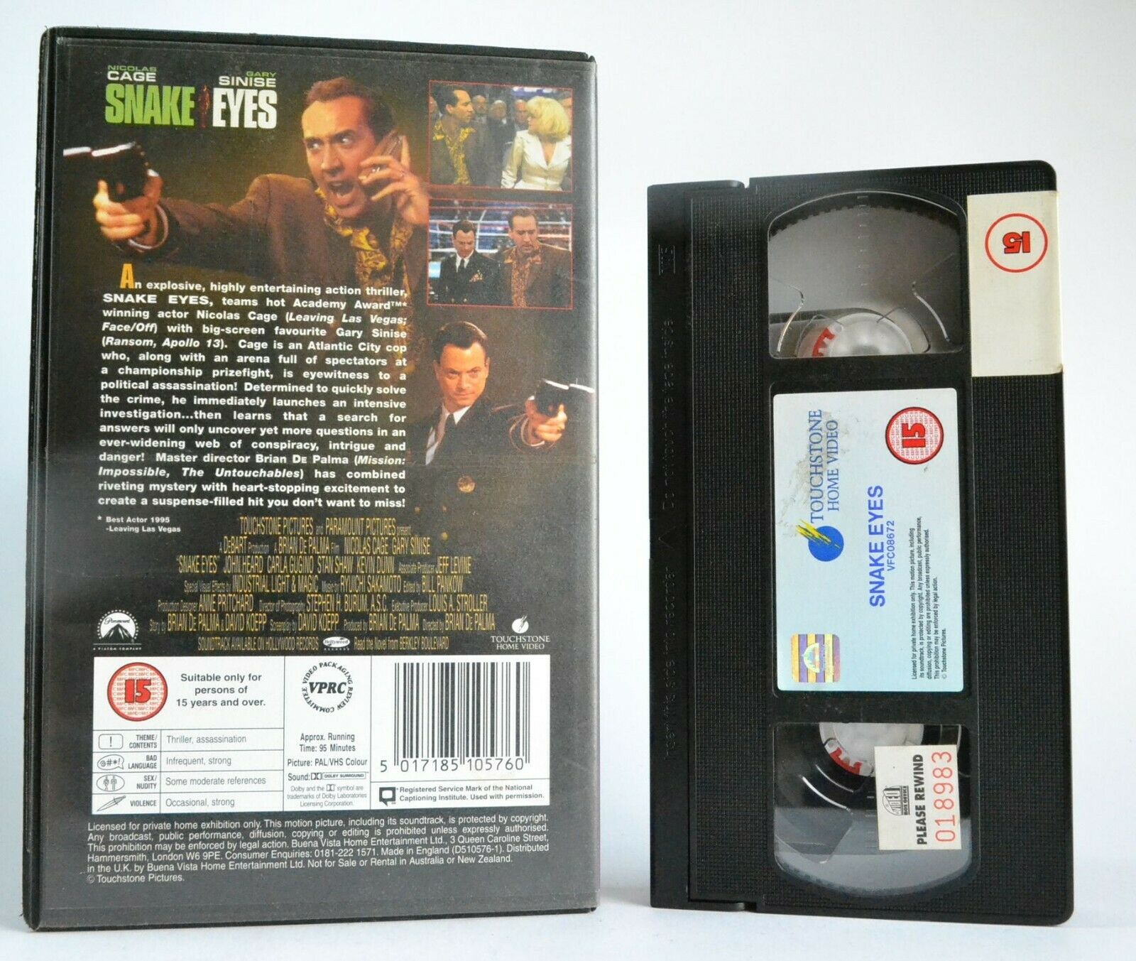 Snake Eyes: B.De Palma Film - Conspiracy Thriller - Large Box - N.Cage - Pal VHS-