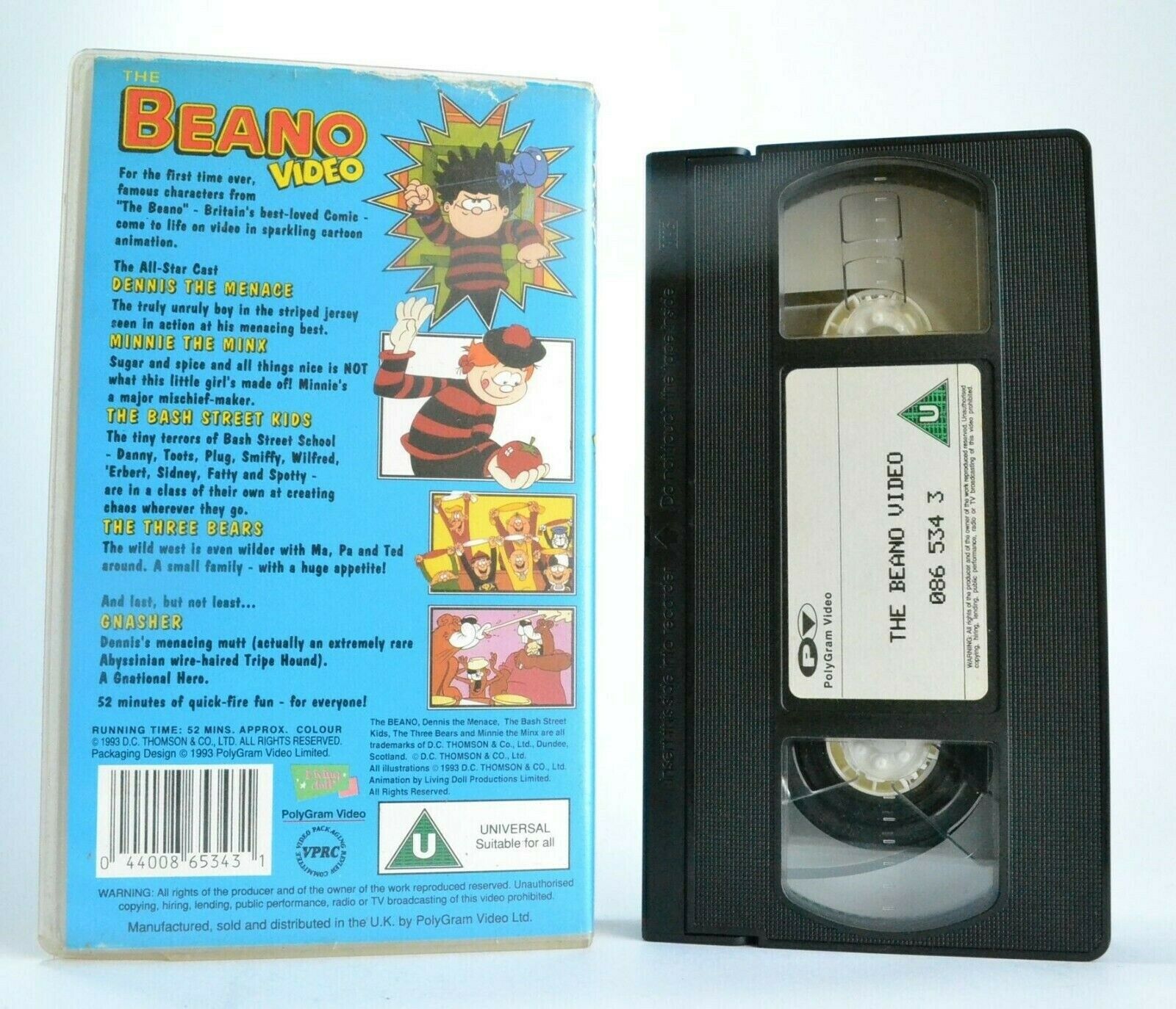 The Beano Video: Dennis The Meanace - Animated Adventures - Children's - Pal VHS-