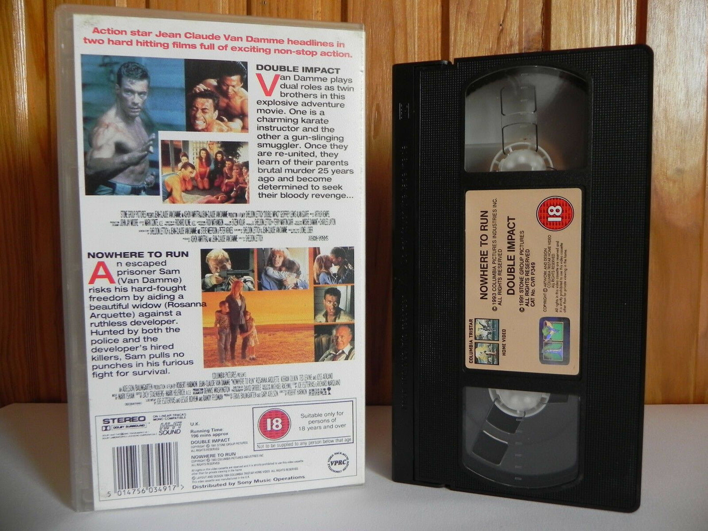 Double Impact/Nowhere To Run - Columbia - 2 On 1 - Action - Van Damme - Pal VHS-