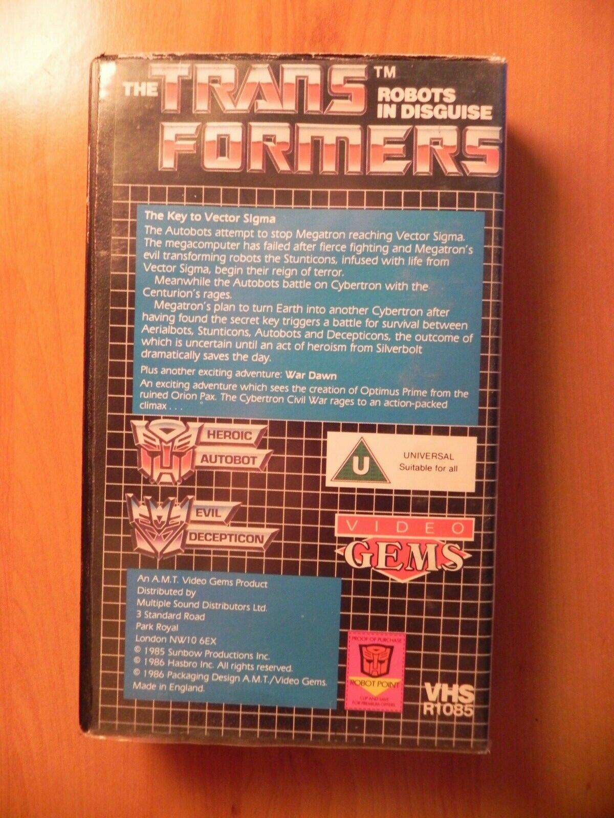 Transformers: The Key To Vector Sigma - Action Animation - Children's - Pal VHS-