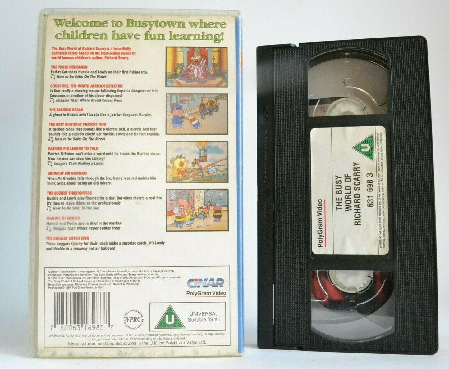 The Busty World Of Richard Scarry: The Three Fishermen - Animated - Kids - VHS-