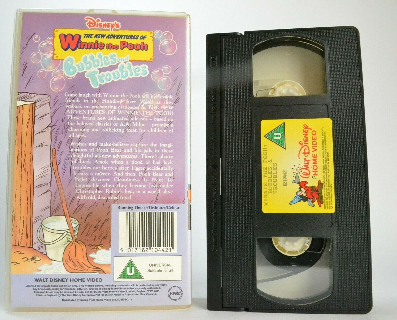 Winnie The Pooh: Bubbles And Troubles - Disney - A.A. Milne - Animated - Pal VHS-