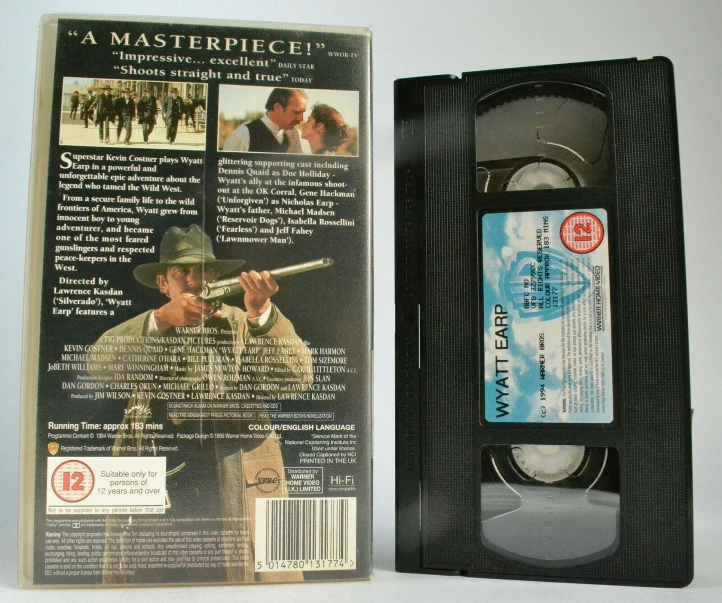 Wyatt Earp (1994): Biographical Western - Kevin Costner / Gene Hackman - Pal VHS-