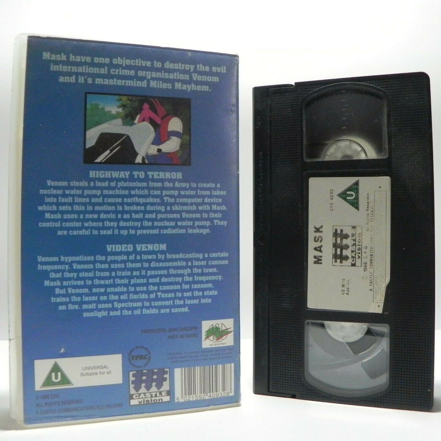 Mask: Two Action Adventures - Highway To Terror/Video Venom - Animated - Pal VHS-