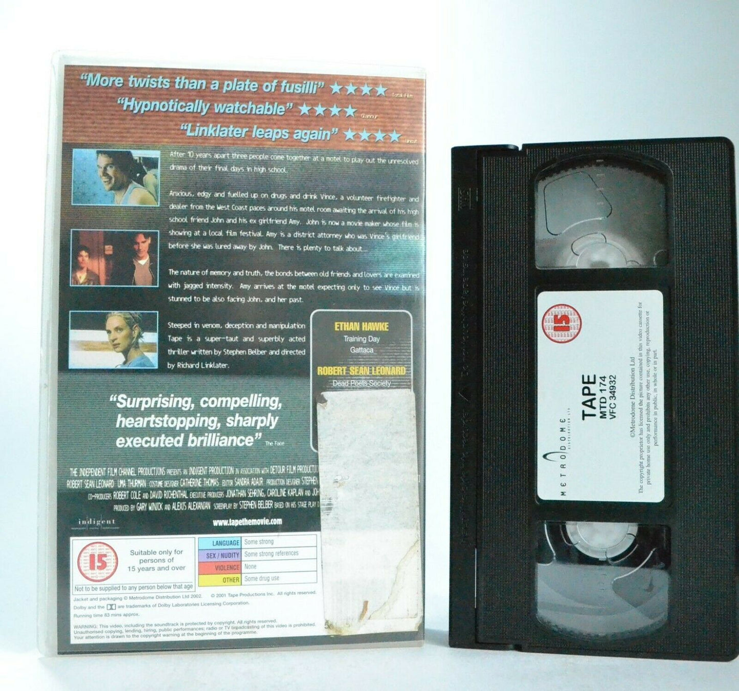 Tape: (2001) Camcorder Drama - Large Box - Ethan Hawke/Uma Thurman - Pal VHS-