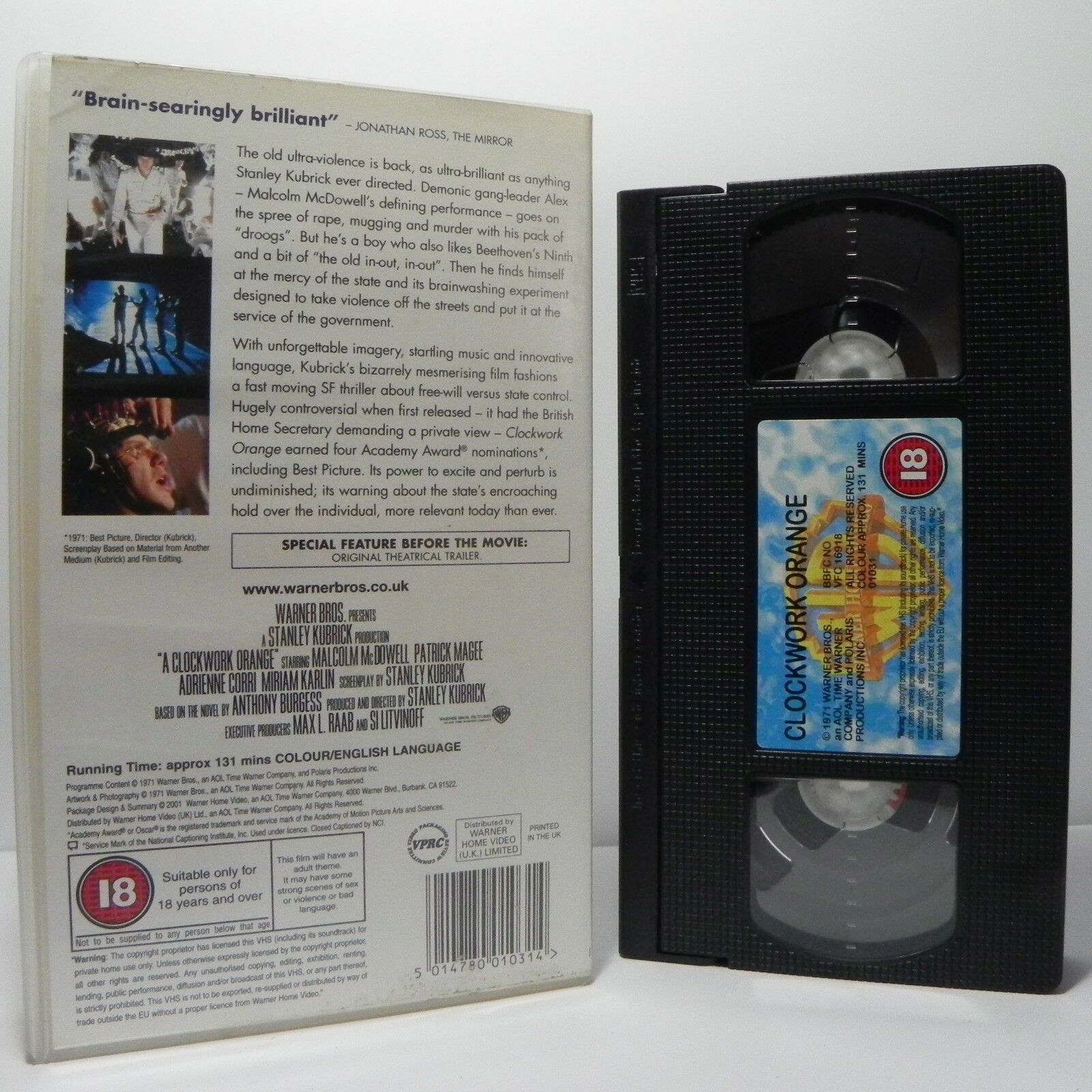 Clockwork Orange: By S.Kubrick - Classic Drama - Digitally Remastered - Pal VHS-