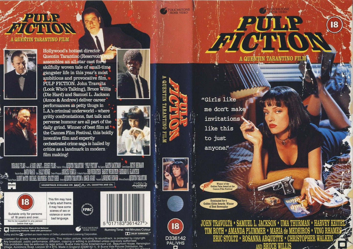 Pulp Fiction - The Large Box Edit - Touchstone - Drama - Travolta - Willis - VHS-