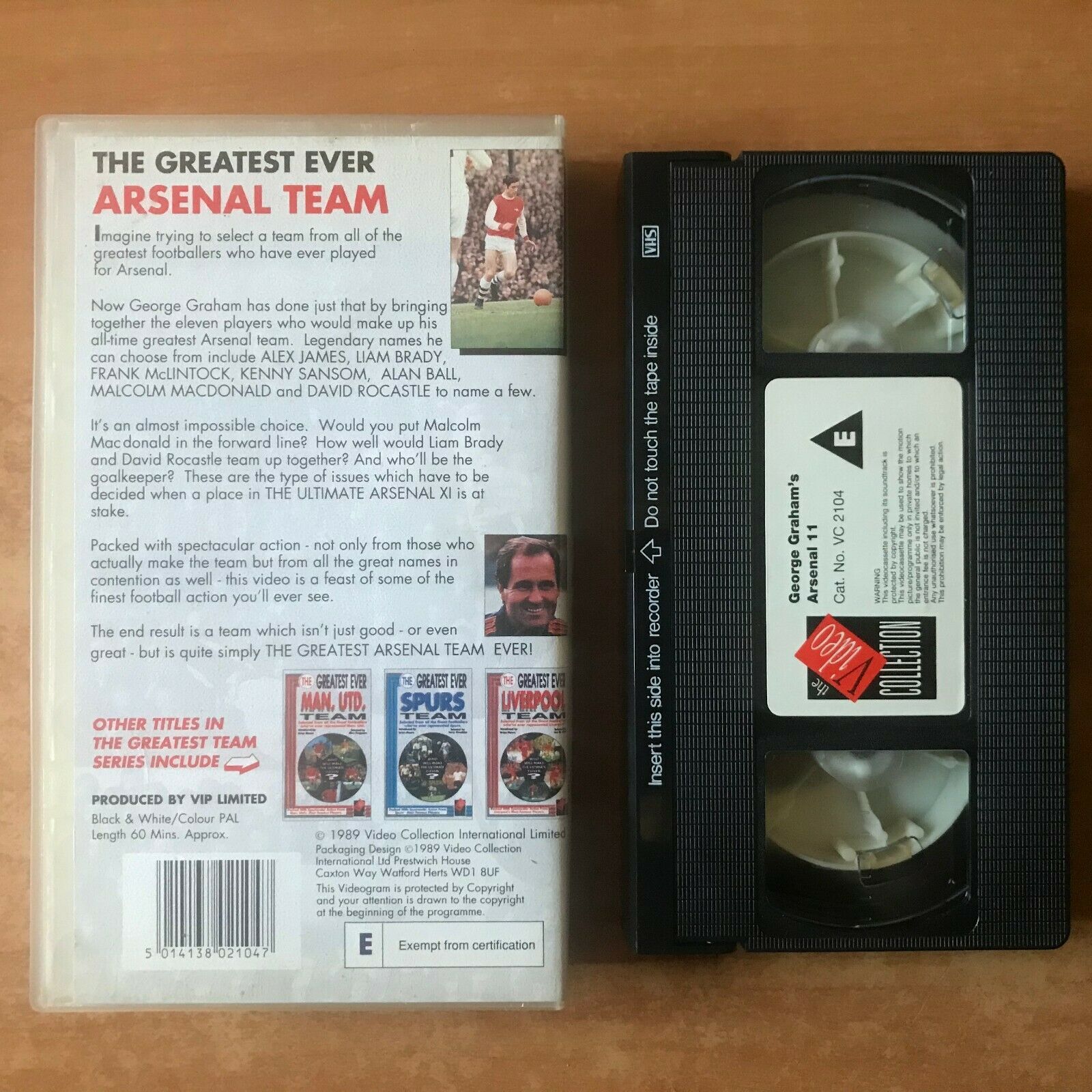 The Greatest Ever Arsenal Team; [George Graham] Brian Moore - Football - Pal VHS-