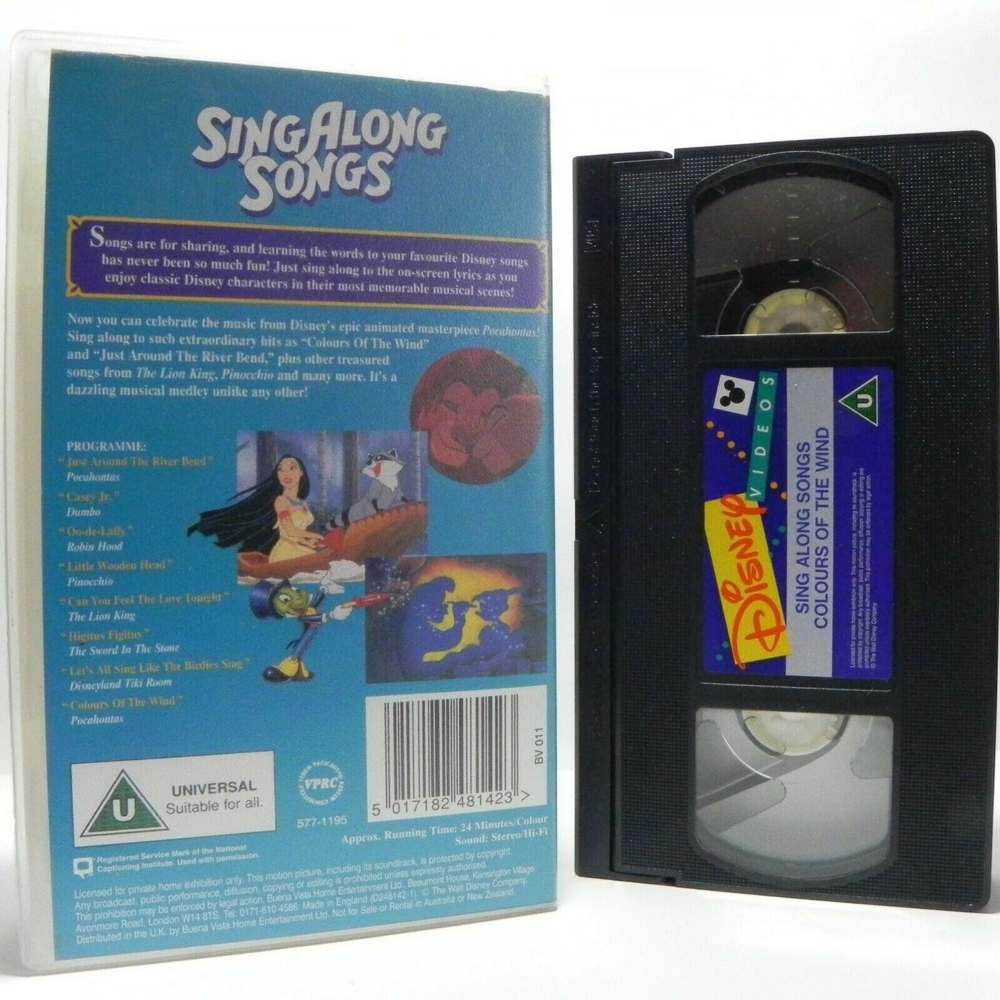 Disney Sing Along Songs: Colours Of The Wind - Pocahontas - Children's - VHS-