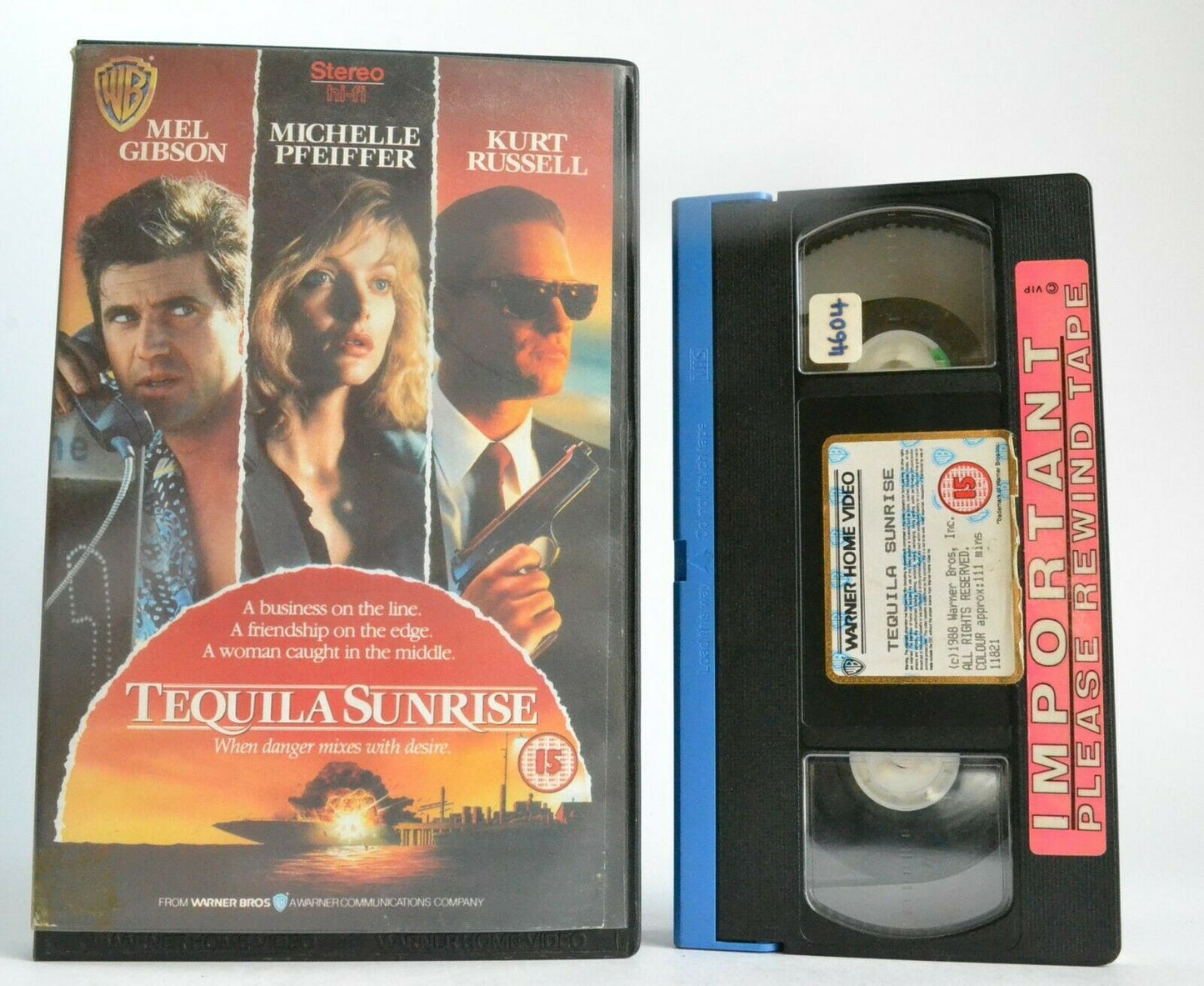Tequila Sunrise: Crime Thriller - [Rental] - Mel Gibson/Michelle Pfeiffer - VHS-